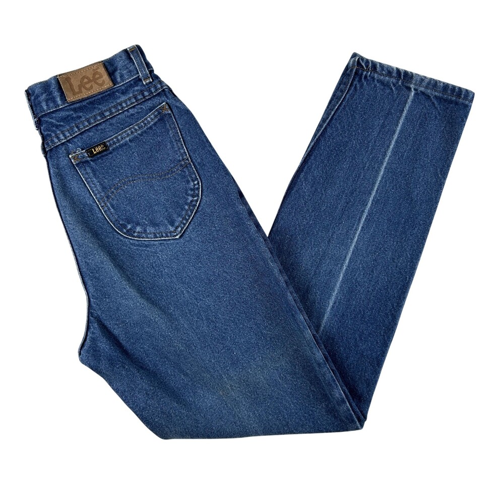 Lee Jeans Womens 10 Petite Medium Wash High Rise Tapered 100% Cotton 25x29